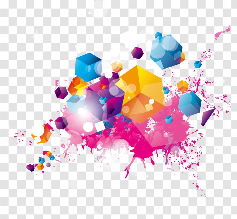 Color Illustration - Watercolor Painting - Colorful Cube Transparent PNG