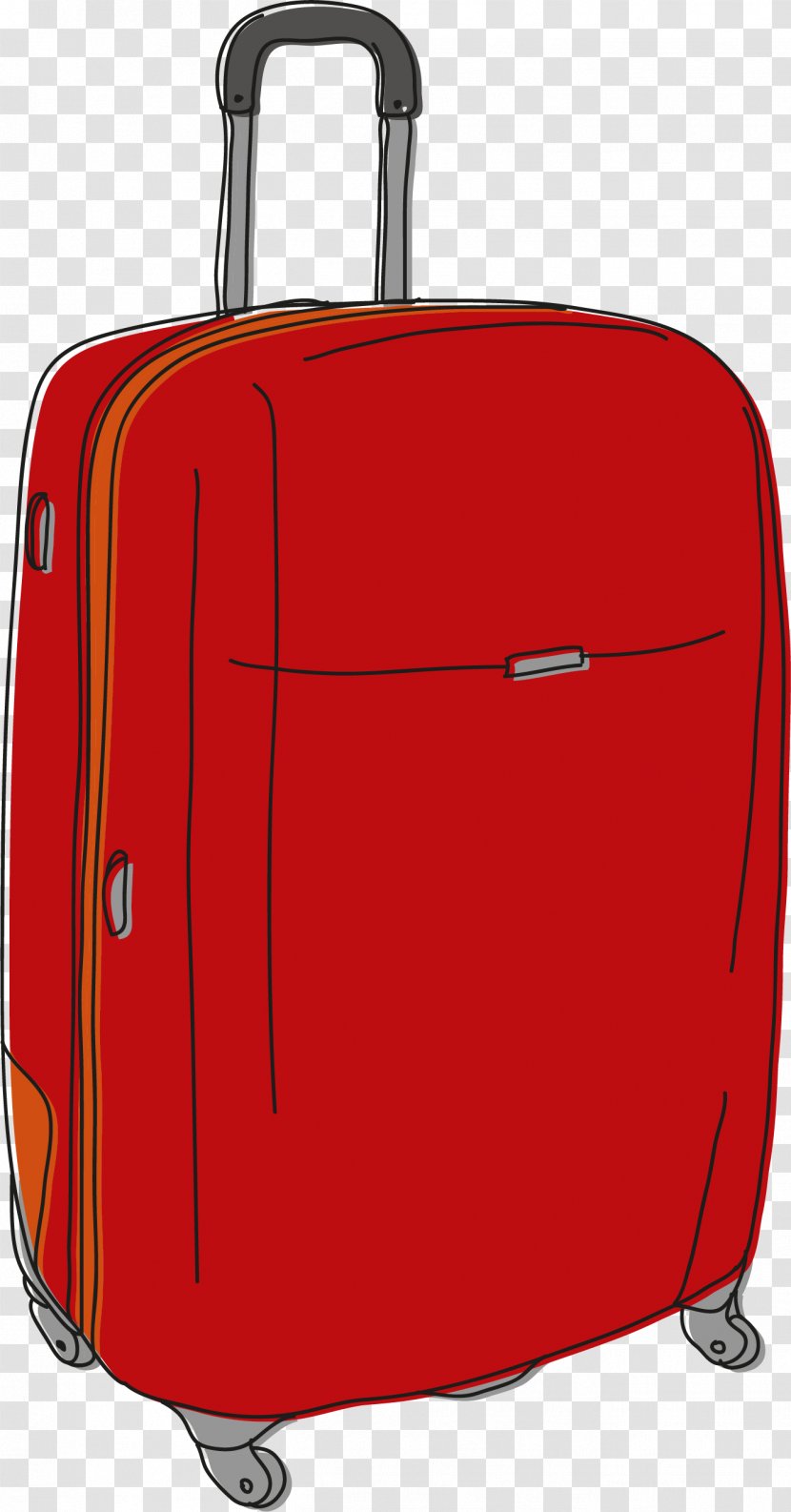 Hand Luggage Suitcase Baggage Drawing - Painted Red Transparent PNG