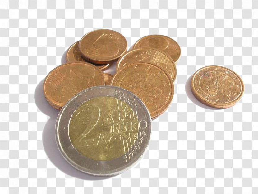 Euro Coins Currency Money - A Pile Of Transparent PNG