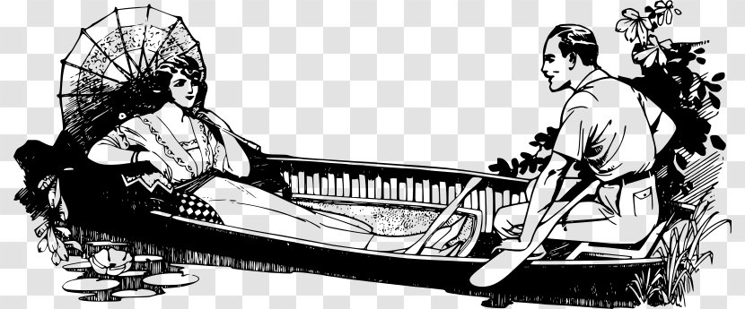 Clip Art - Monochrome - Couple Boat Transparent PNG