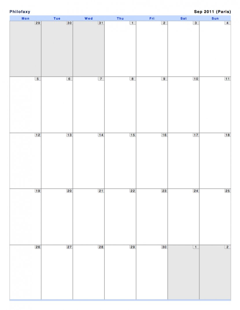 Calendar Month Page Layout Transparent PNG
