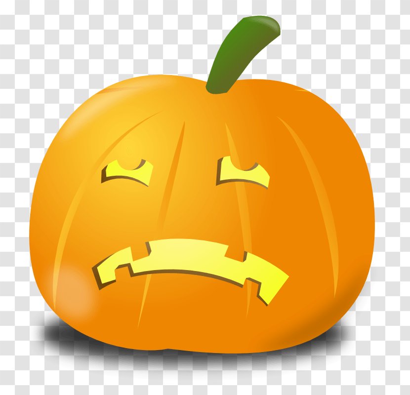 Pumpkin Jack-o'-lantern SAD! Clip Art - Orange Transparent PNG