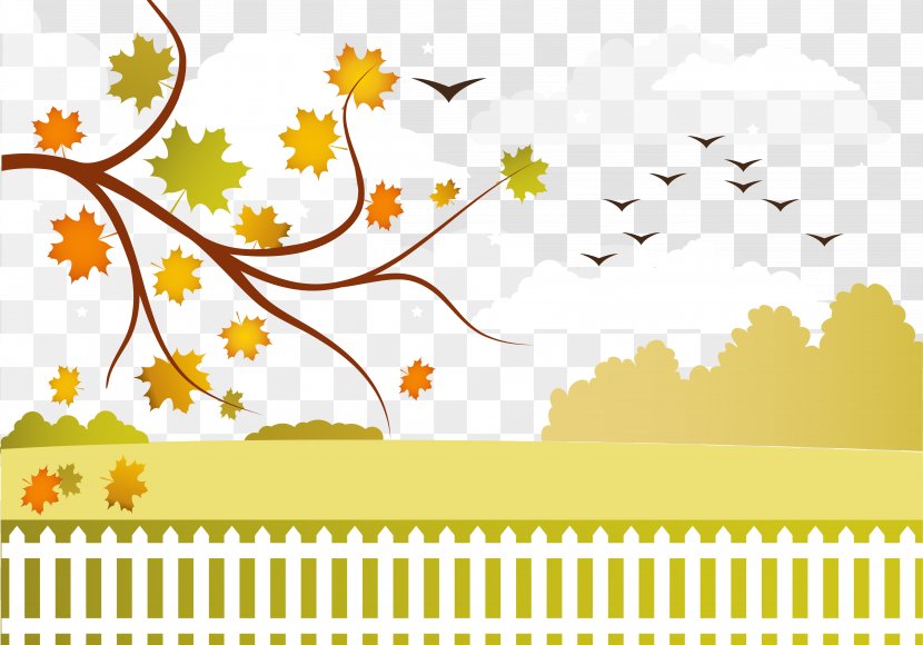 Autumn Euclidean Vector Illustration - Branch - Corner Of The Park Transparent PNG