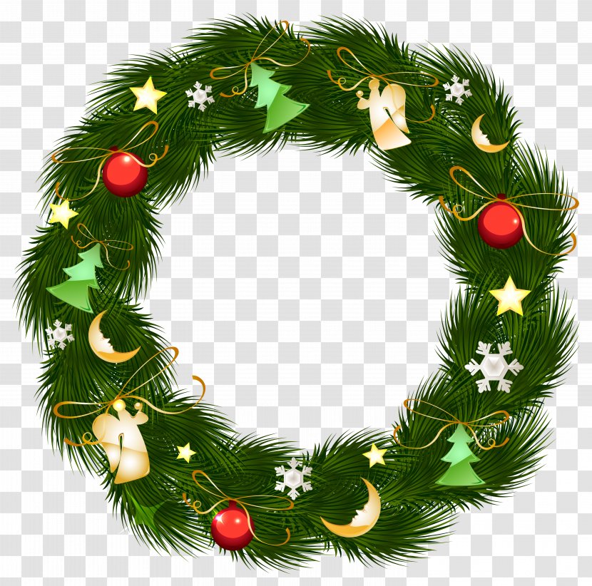 Christmas Decoration Ornament Clip Art - Decor - Wreath With Ornaments Clipart Image Transparent PNG