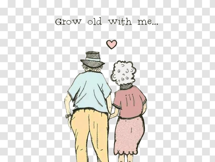 Grow Old With Me Love Marriage Romance Quotation - Watercolor - Elderly Couple Transparent PNG