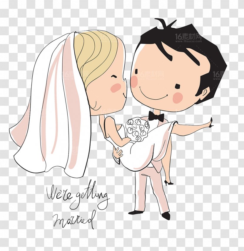 Wedding Invitation Cartoon Illustration - Watercolor - Cute Character Design Transparent PNG