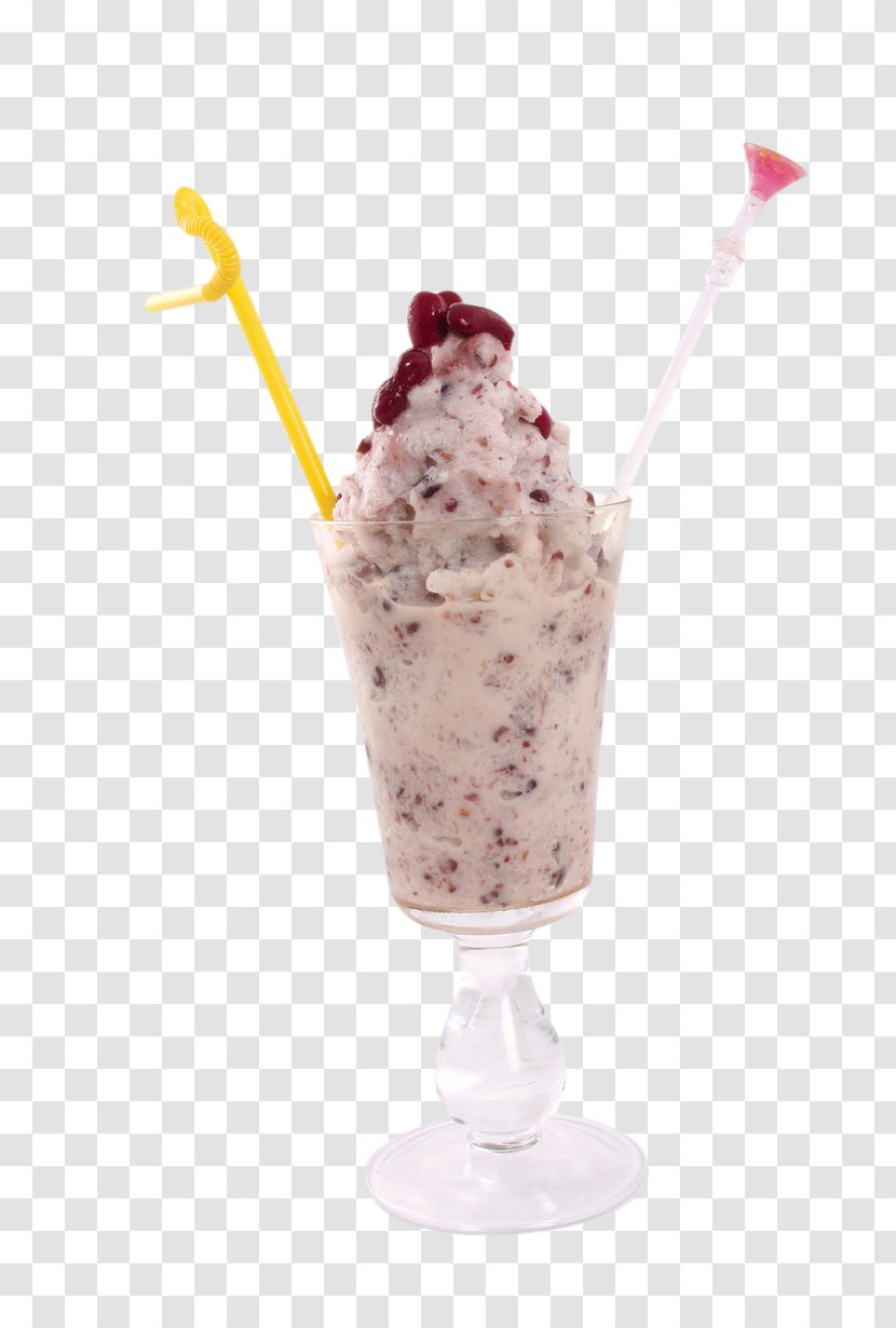 Smoothie Ice Cream Milkshake Red Bean Sundae - Whipped - Milk Transparent PNG