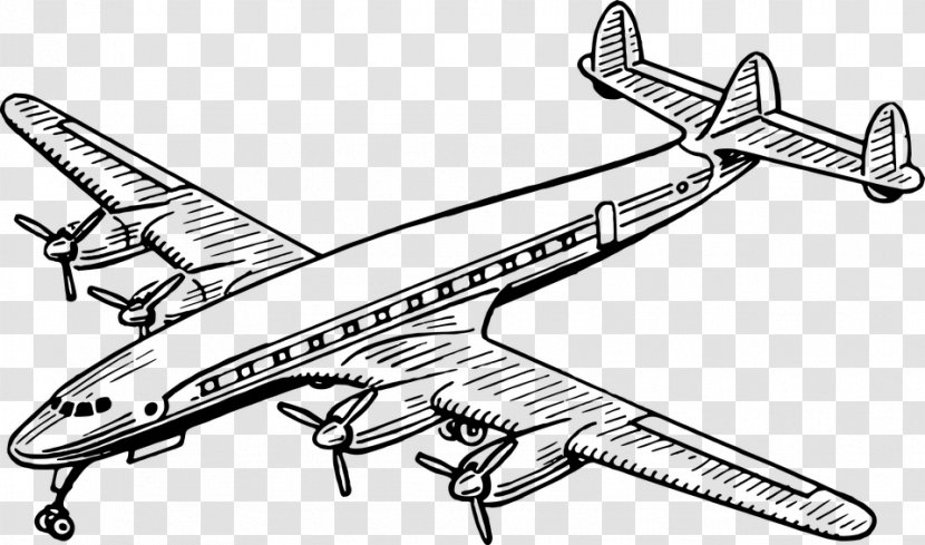 Airplane Aircraft Black And White Clip Art - Engine Transparent PNG