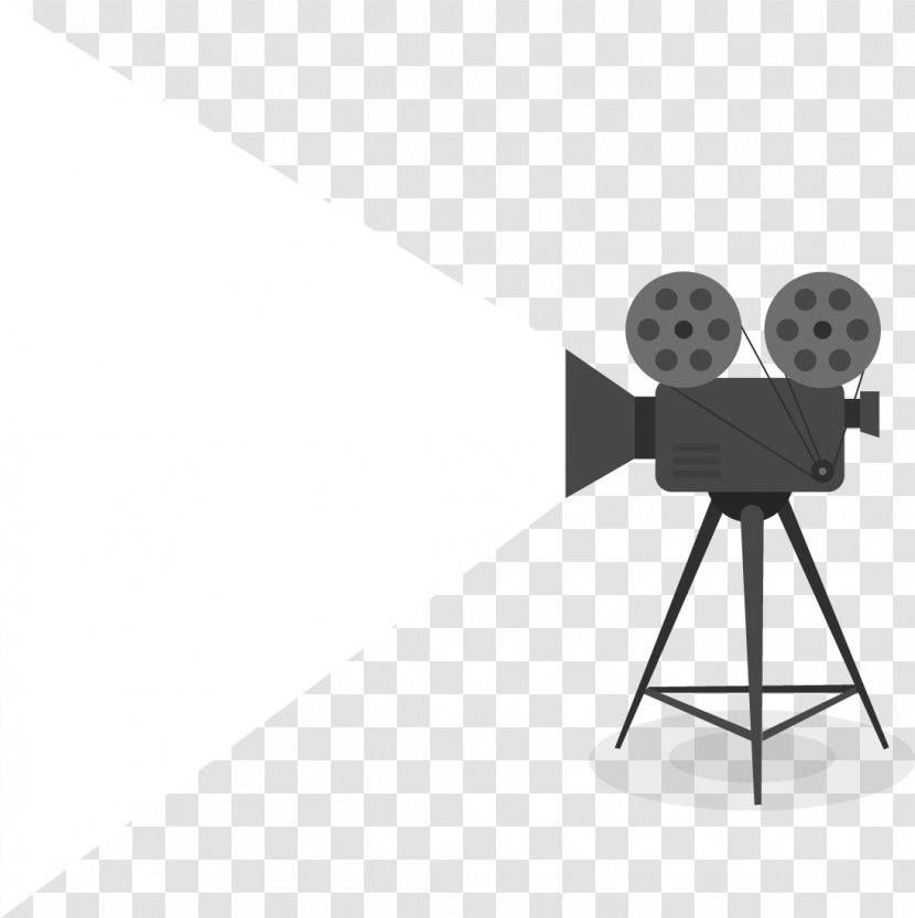 Movie Projector Cartoon - Black And White - Vector Illustration Material Transparent PNG