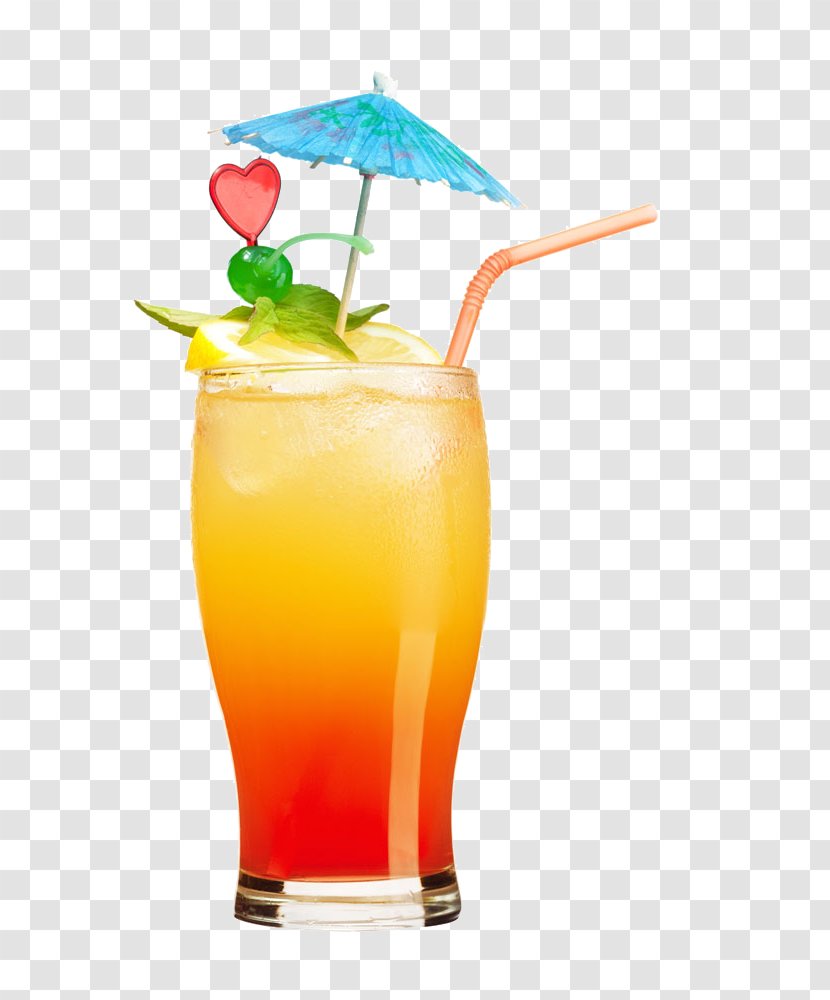 Tequila Sunrise Cocktail Orange Juice Malibu - Cartoon - Yellow Transparent PNG