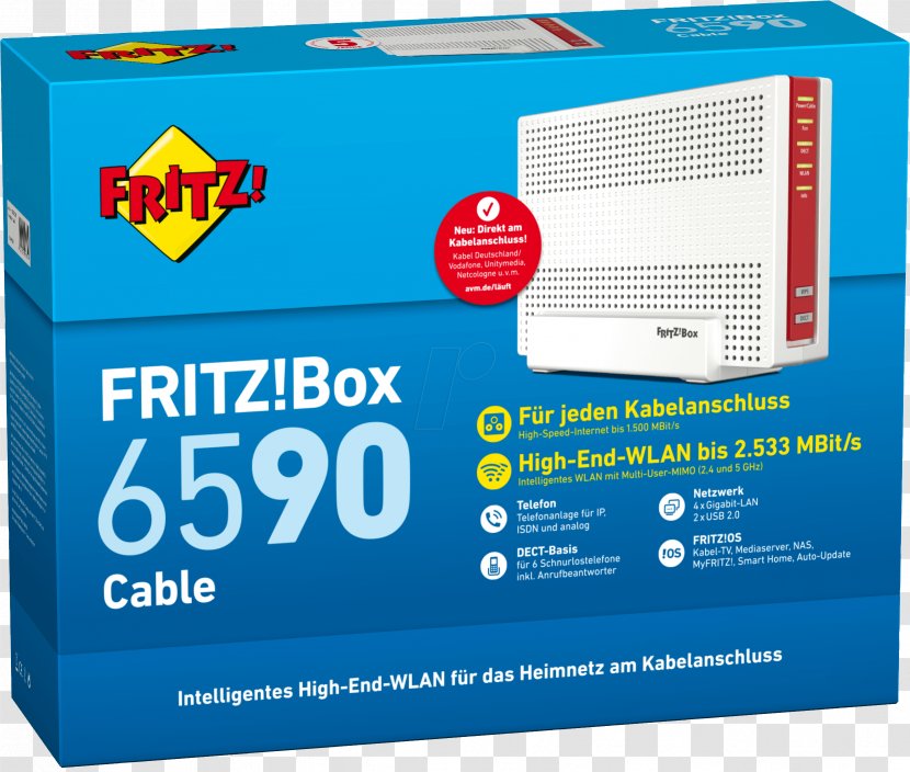 AVM GmbH FRITZ!Box 6430 6590 Wireless Router - Ieee 80211b1999 - Ethernet Transparent PNG