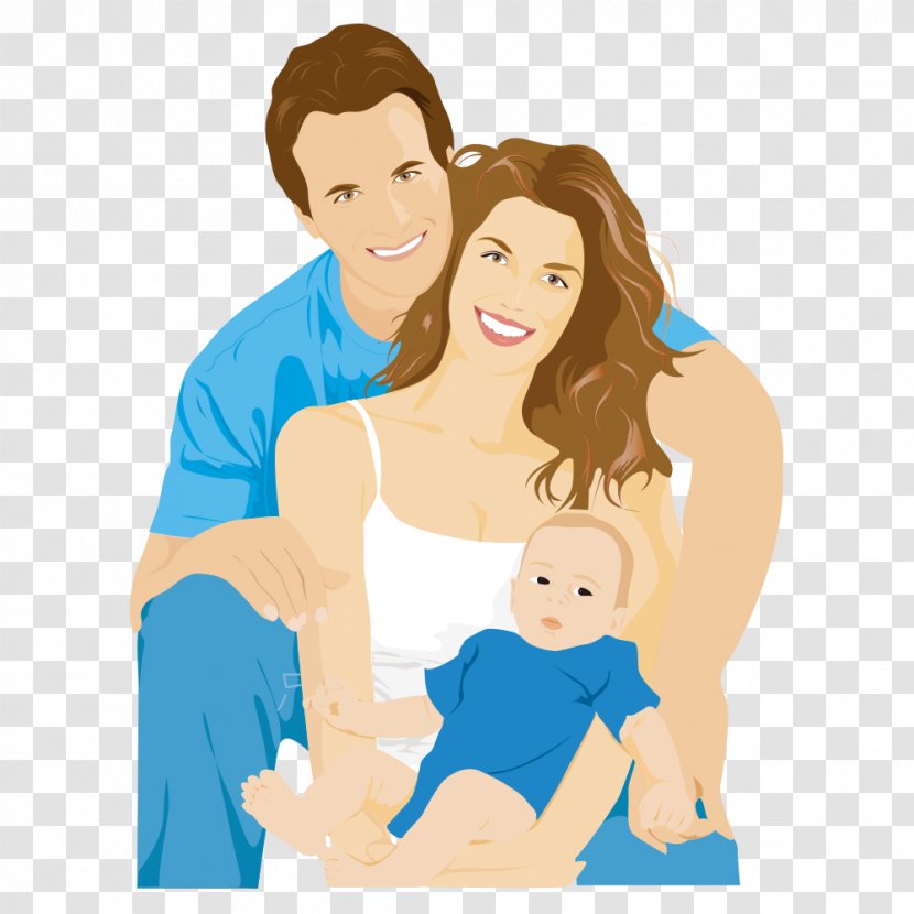 Family Euclidean Vector Illustration - Cartoon - A Of Three Transparent PNG