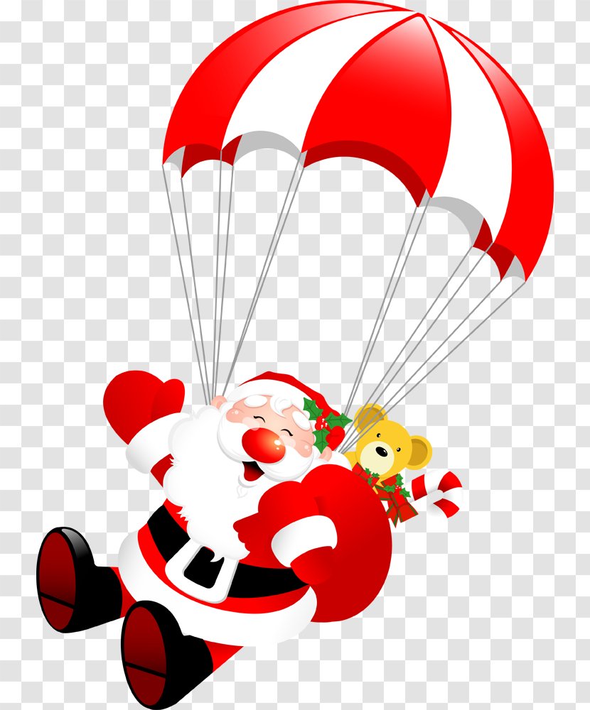 Santa Claus Parachute Christmas Parachuting - Decoration Transparent PNG
