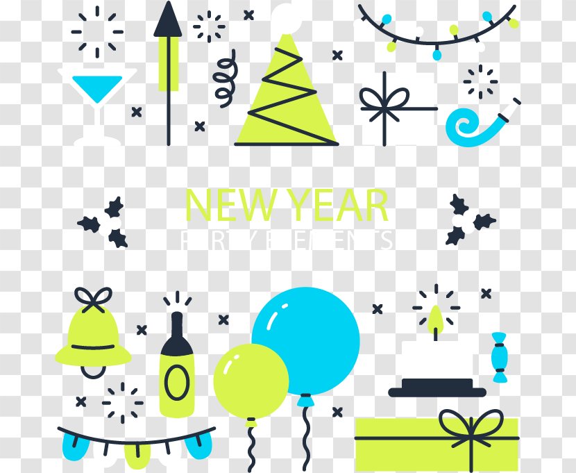 Party New Year Euclidean Vector - Blue-green Elements Transparent PNG