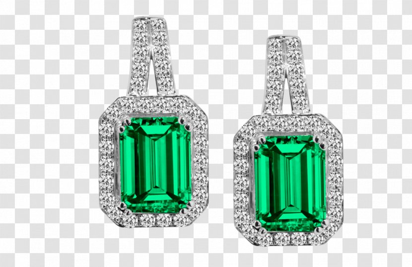 Colombian Emeralds Earring Jewellery - Platinum - Royal Style Transparent PNG