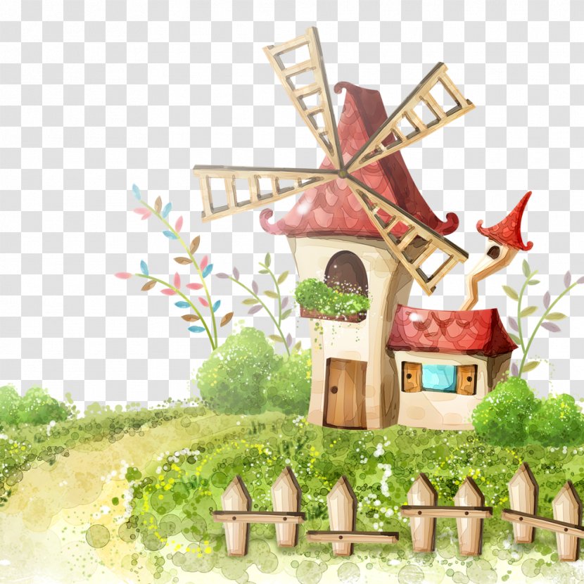 High-definition Television Download Display Resolution Wallpaper - Highdefinition - Cartoon Windmill Road Transparent PNG