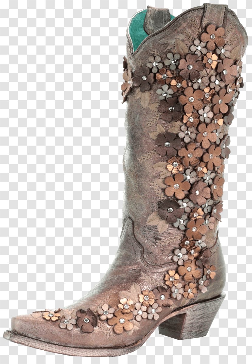 Cowboy Boot Shoe Clothing Western Wear - Floral Design - Bronze Wedding Shoes For Women Transparent PNG