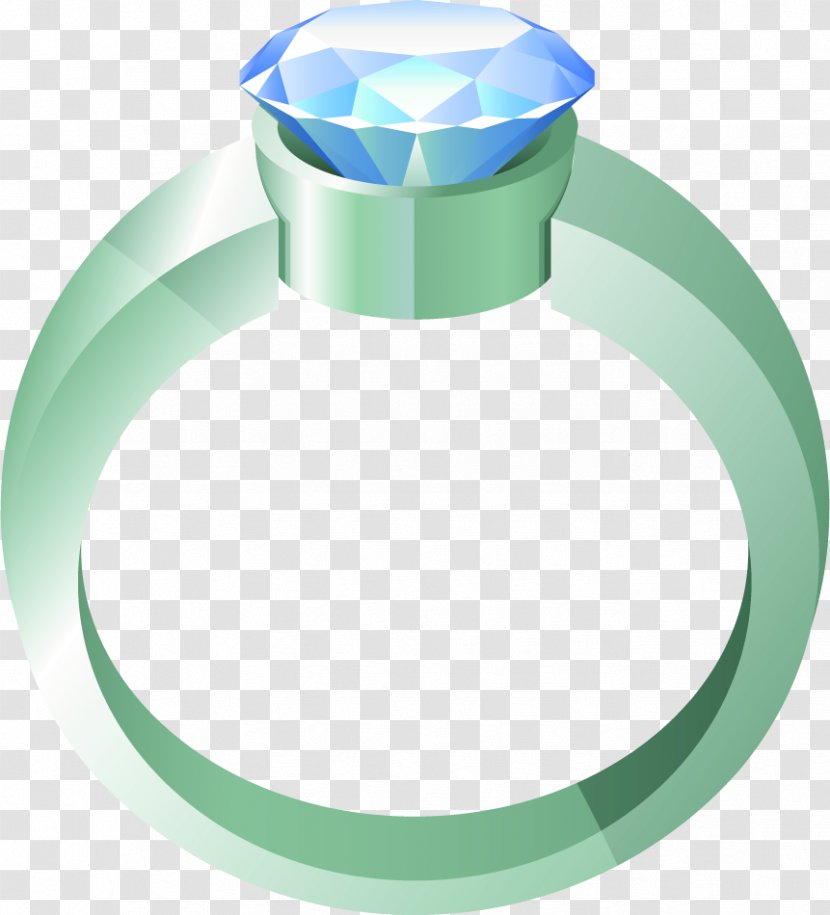Wedding Ring Diamond Marriage - Green - Hand-painted Blue Diamond. Transparent PNG
