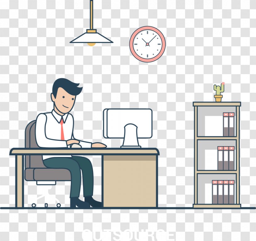 Table Overtime Cartoon - Area - Vector Business Man Transparent PNG