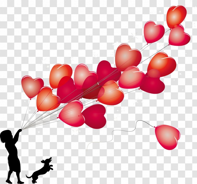 Engagement Love Banner - Silhouette - Children Balloons Take Transparent PNG