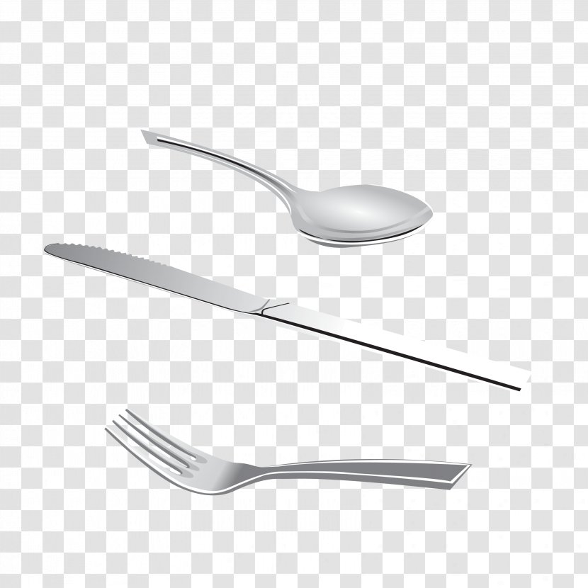 Spoon Fork White Black - Vector Metal Cutlery Transparent PNG
