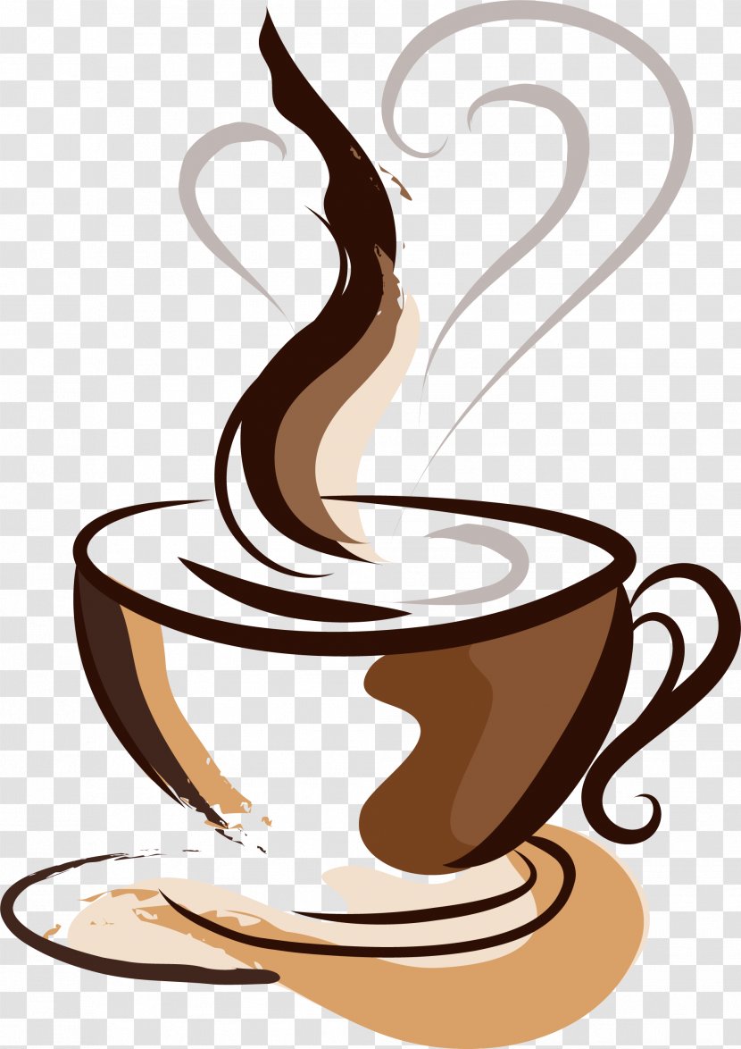 Coffee Cup Cafe Drawing - Food - Hand Painted Brown Transparent PNG