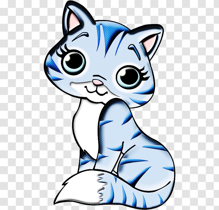Cartoon Cat Blue Whiskers Head Transparent PNG