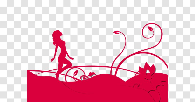Woman Red Computer File - Watercolor - Flower Paper Cut Transparent PNG