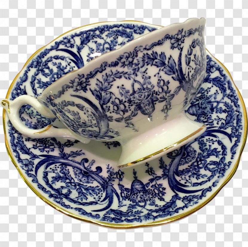 Plate Saucer Teacup Ceramic Pottery - Serveware - Blue And White Porcelain Bowl Transparent PNG