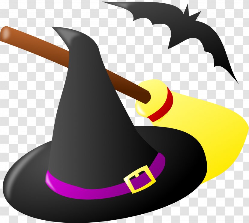 Broom Witch Hat Witchcraft Clip Art - Royaltyfree - Cartoon Halloween Transparent PNG