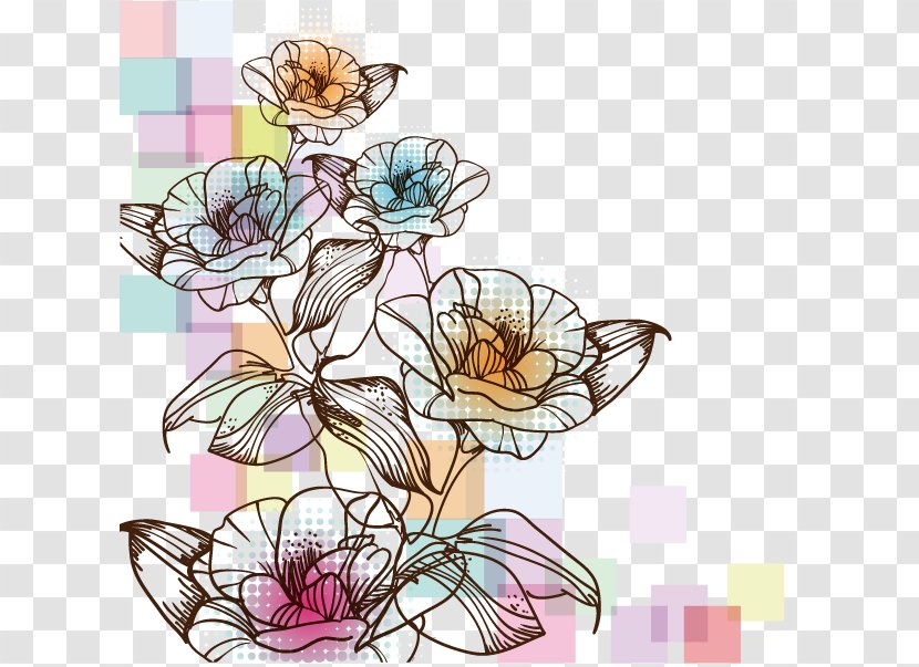 Painting Flower Drawing Euclidean Vector - Membrane Winged Insect - Artwork Flowers Transparent PNG