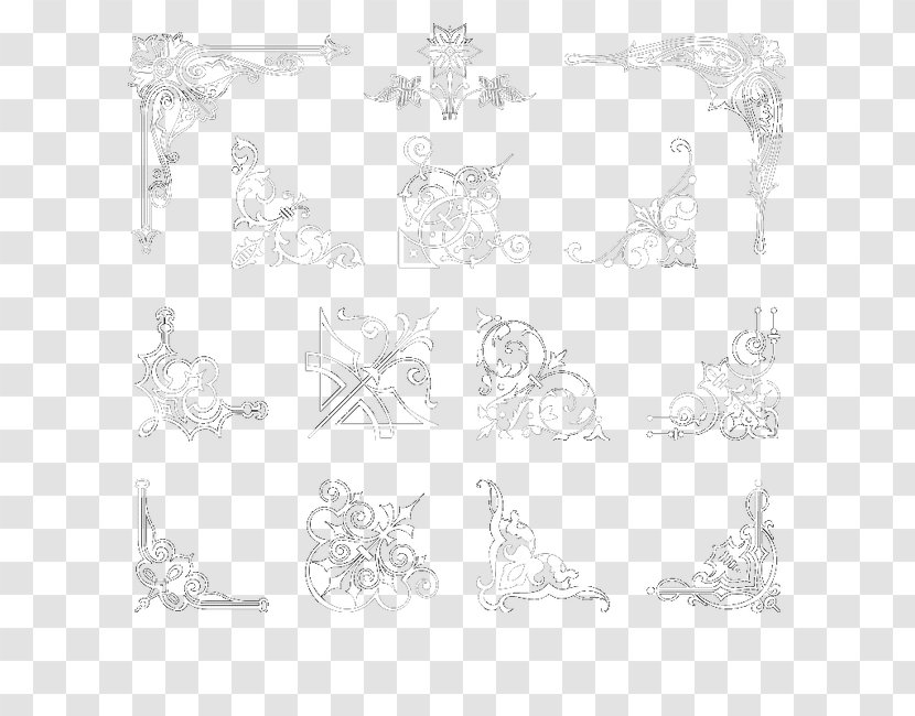 Black And White Line Angle Pattern - European Corners Transparent PNG