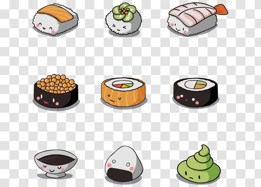 Onigiri Sushi Japanese Cuisine Unagi - Vector Painted And Rice Balls Transparent PNG