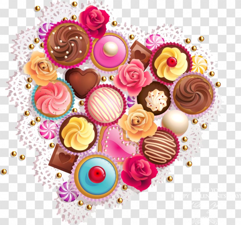 Cupcake Sweetness Frosting & Icing Candy Heart - Sweethearts Transparent PNG
