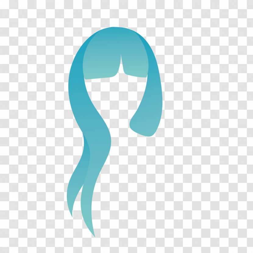 Wig Logo Clip Art - Aqua - Blue Elegant Female Short Hair Transparent PNG