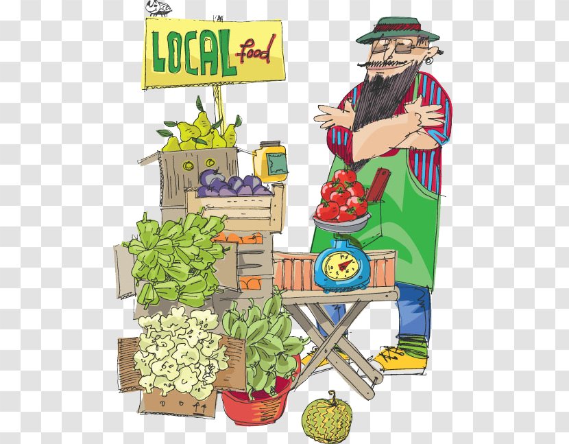 Cartoon Illustration - Man - Men Selling Vegetables Transparent PNG