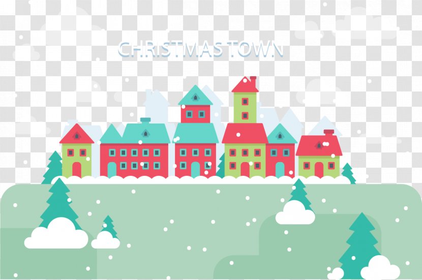 Illustration - Holiday - Flat Harmonious Christmas Town Transparent PNG