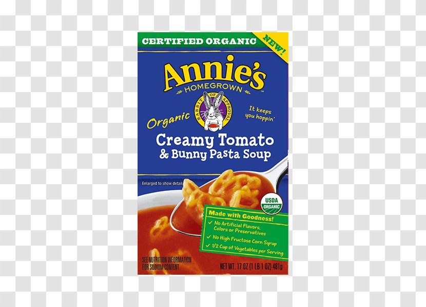 Organic Food Pasta Annie’s Homegrown Natural Foods - Cream - Soup Transparent PNG