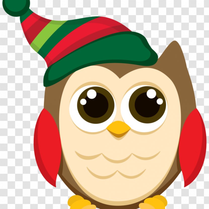 Owl Clip Art Cartoon Fictional Character Christmas - Bird Of Prey Transparent PNG