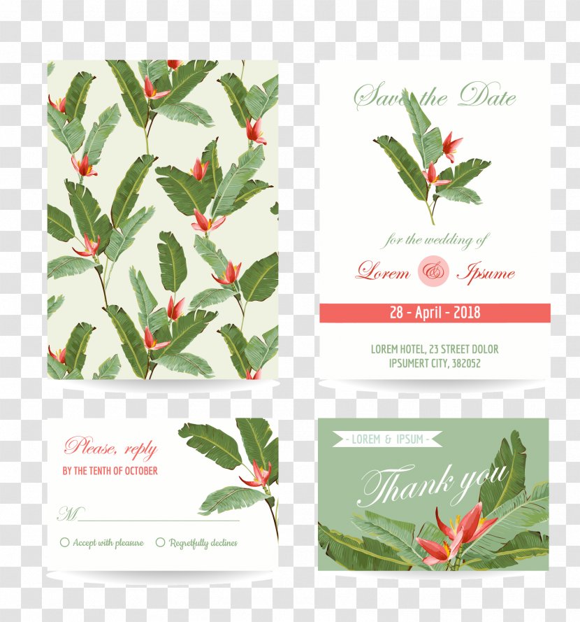 Wedding Invitation Leaf - Tree - Flowers Vector Design Invitations Transparent PNG