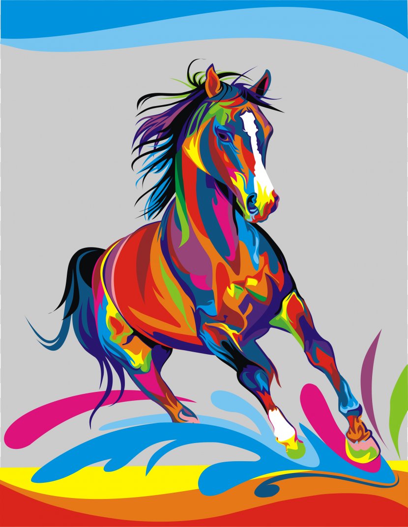 American Paint Horse Painting Abstract Art Oil - Canvas Print - Watercolor Animals Transparent PNG