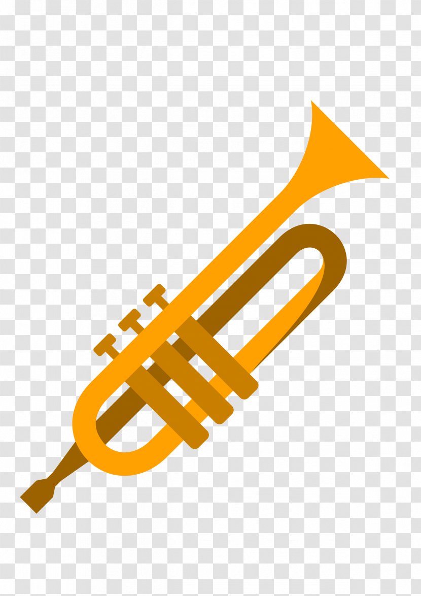 Trumpet Cartoon Musical Instrument Drawing Mellophone - Flower Transparent PNG