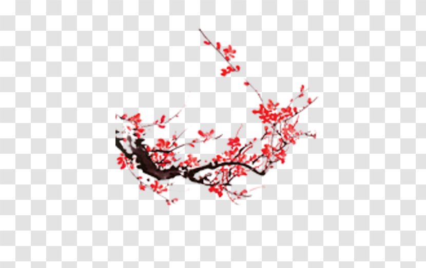 Ink Wash Painting Plum Blossom Chinese - Flower Transparent PNG