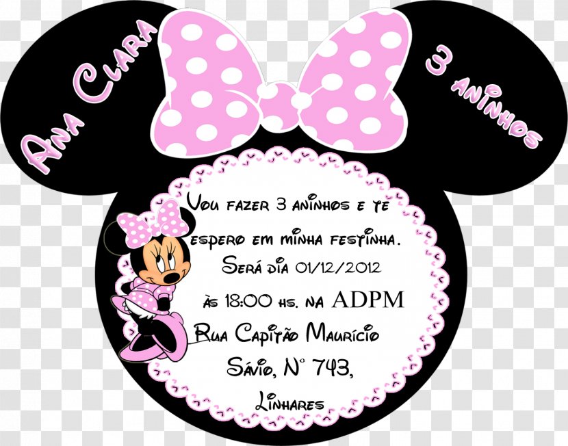 Party Convite Provence Fest Minnie Mouse Happy - Label Transparent PNG