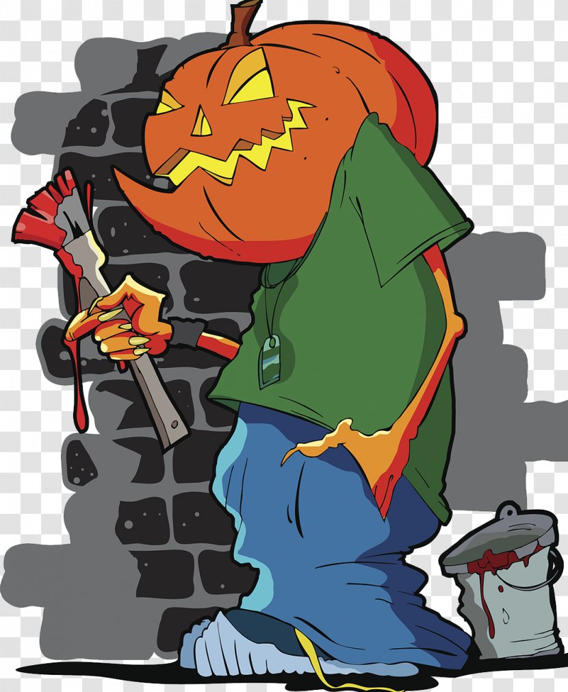 Jack Skellington Halloween Graffiti Drawing Illustration - Cartoon - Pumpkin Head Transparent PNG