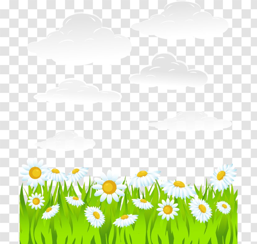 Download Adobe Illustrator - Daytime - Vector Flowers And Grass Transparent PNG