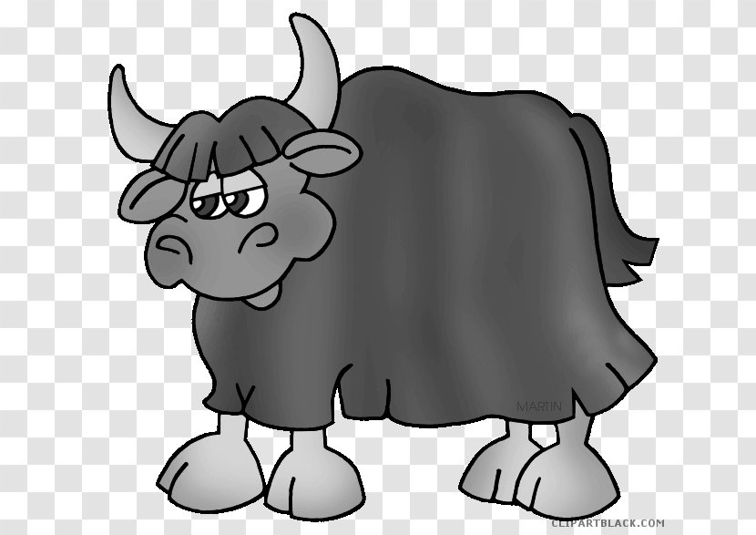 Clip Art Domestic Yak Dairy Cattle - Stagecoach Black And White Transparent PNG