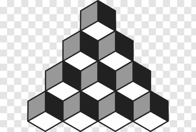 Penrose Triangle Necker Cube Optical Illusion Clip Art - Monochrome Transparent PNG