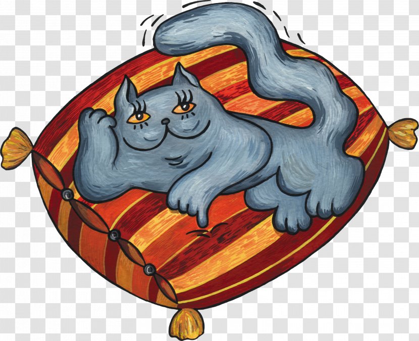 Cat Cartoon Clip Art - Pillow Transparent PNG