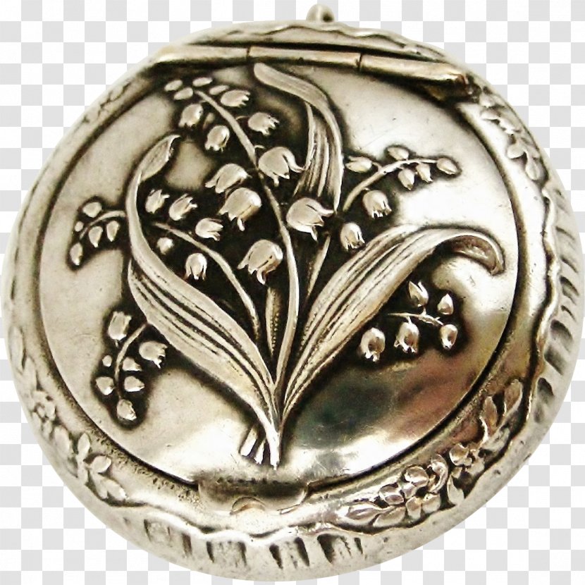 Locket Art Nouveau Silver - Antique - Lily Of The Valley Transparent PNG